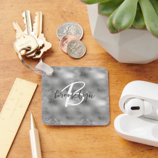 Porte-clés Glam Silver Paillettes Monogramme  (Bureau)