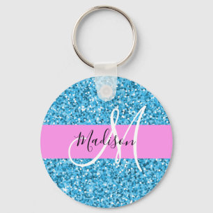 Porte-clés Glam Sky Blue Pink Parties scintillant étincelle 