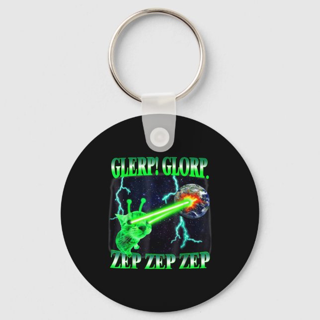 Porte-clés Glerp Glorp Funny Alien Cat Meme Gnarp Cat Silly A (Recto)