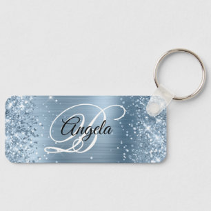 Porte-clés Glitter Bleu clair Foil Fancy Monogramme