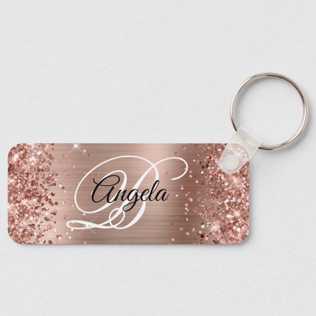Porte-clés Glitter Rose Or huile Fancy Monogramme (Recto)