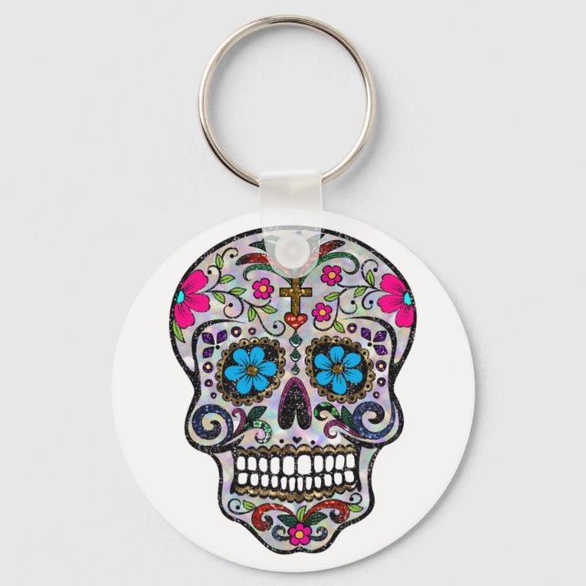 Porte-clés glitter Sugar Skull (Recto)