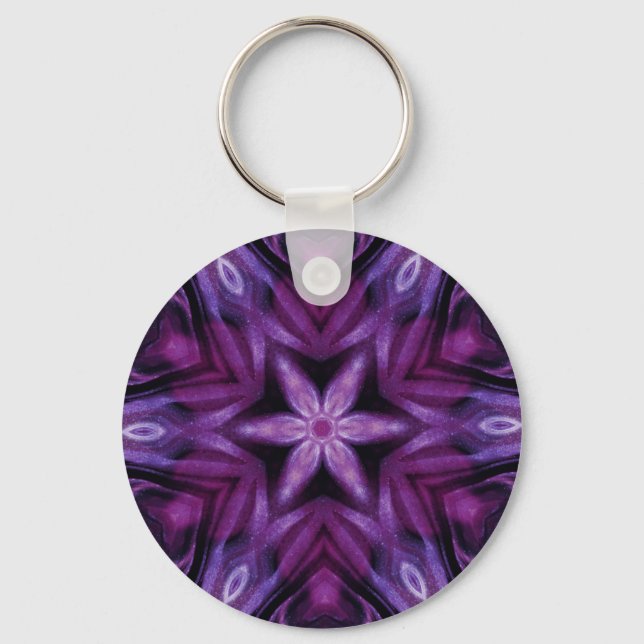 Porte-clés Glitterie Purple Kaleidoscope Coeurs Gradient (Recto)