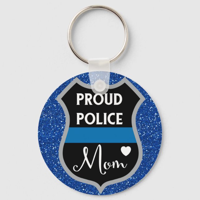 Porte-clés Glittery Fier Police Maman LEO Support (Recto)