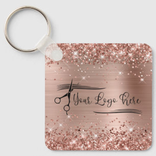 Porte-clés Glittery Rose Gold Glam pour votre logo