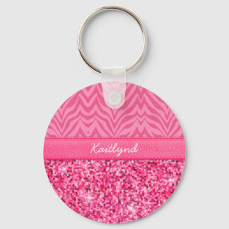 Porte-clés Glitzy rose Zebra