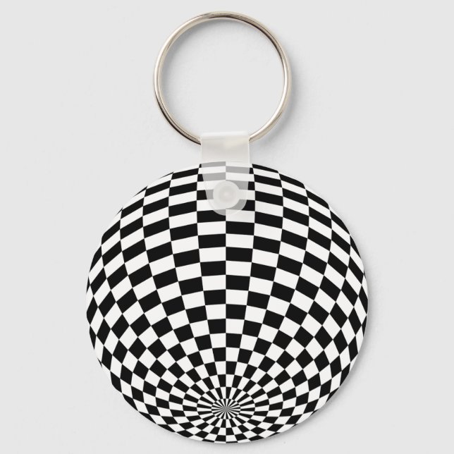 Porte-clés Globe À damiers noir/blanc Thunder_Cove (Recto)