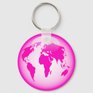 Porte-clés Globe brillant rose