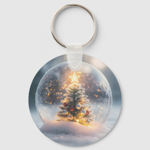 Porte-clés Globe de neige magique de Noël avec arbre à souffl