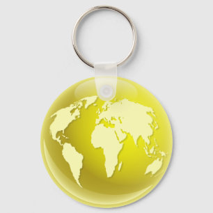 Porte-clés Globe jaune du monde