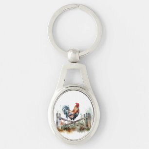 Porte-clés Glorieuse Matinée : Coq Aquarelle