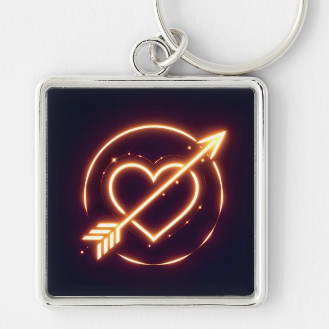 Porte-clés glowing image of a heart with cupid's arrow (Devant)