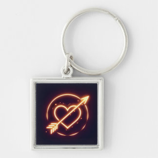Porte-clés glowing image of a heart with cupid's arrow
