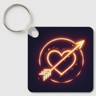 Porte-clés glowing image of a heart with cupid's arrow
