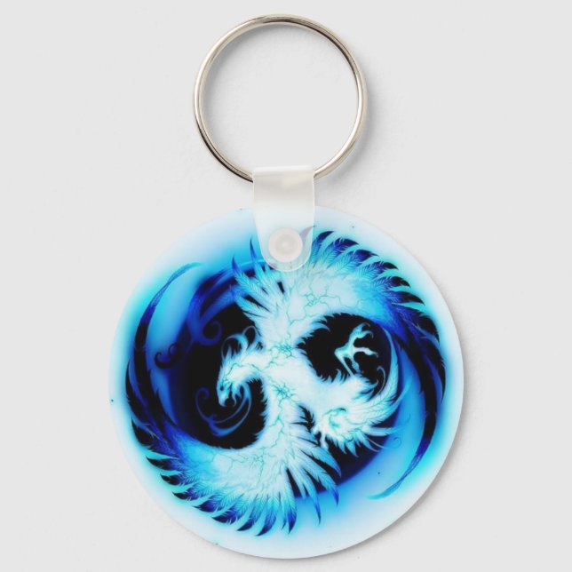 Porte-clés glowing phoenix blue (Recto)
