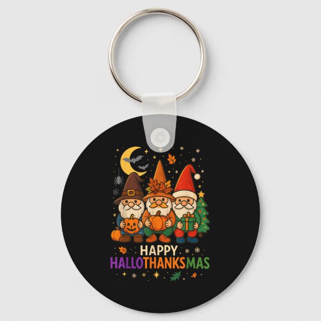 Porte-clés Gnome Joyeux Hallothanksmas Chemise Thanksgiving N (Recto)