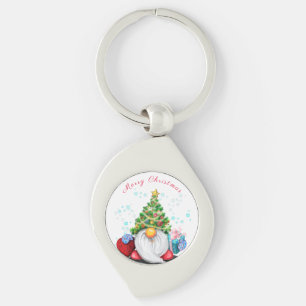 Porte-clés Gnome mignonne avec arbre de Noël Casquette et ca