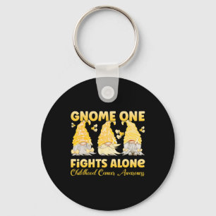 Porte-clés Gnome One combat seul Gold Chilhood Cancer Aware