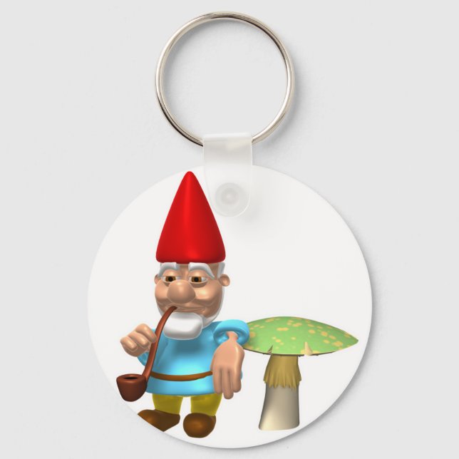 Porte-clés gnome penché sur le champignon (Recto)