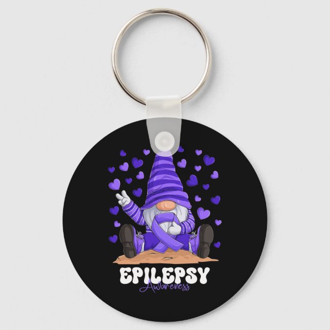 Porte-clés Gnome Ruban Violet Mois de Sensibilisation à l'Épi (Recto)