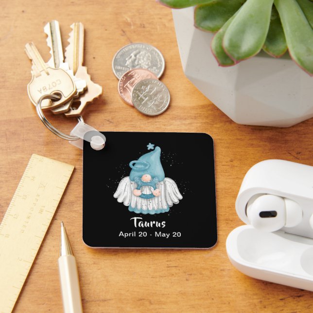 Porte-clés Gnome Taurus Astrology Sign Angel Keychain (Bureau)