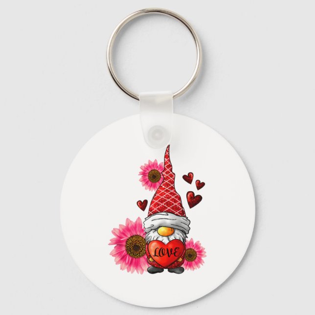Porte-clés Gnome Valentines Day Cute Gnome Heart Leopard Sunf (Recto)