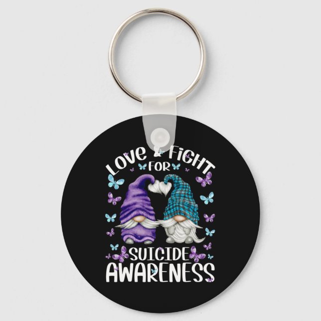 Porte-clés Gnome Violet Avec Mignonne Motif Papillon Suicide  (Recto)