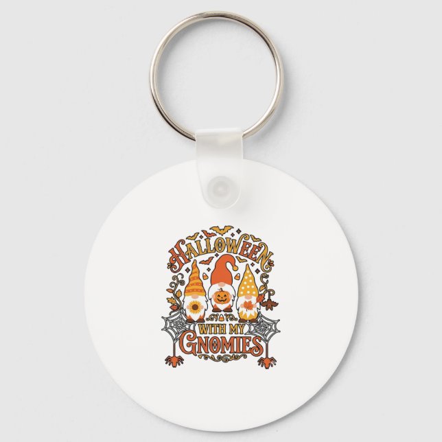 Porte-clés Gnomes de Halloween Citrouille Toile d'araignée Ch (Recto)