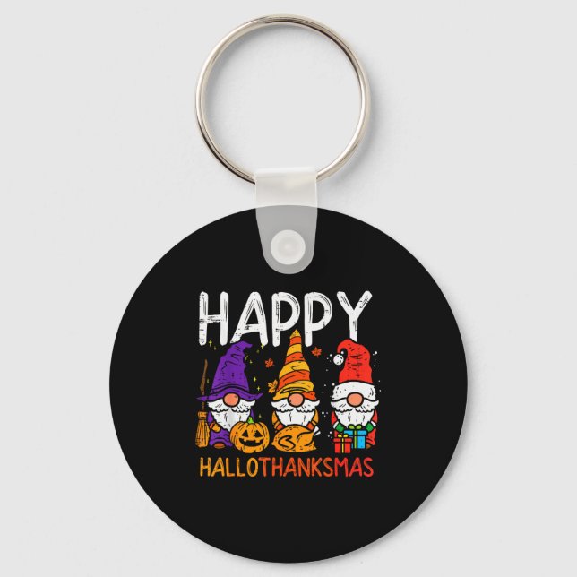 Porte-clés Gnomes Happy Hallothanksmas Halloween Thanksgiving (Recto)