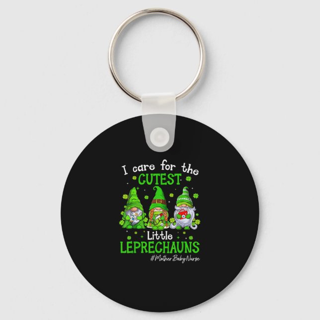 Porte-clés Gnomes Mère Bébé Infirmière St Patrick's Day Lepre (Recto)