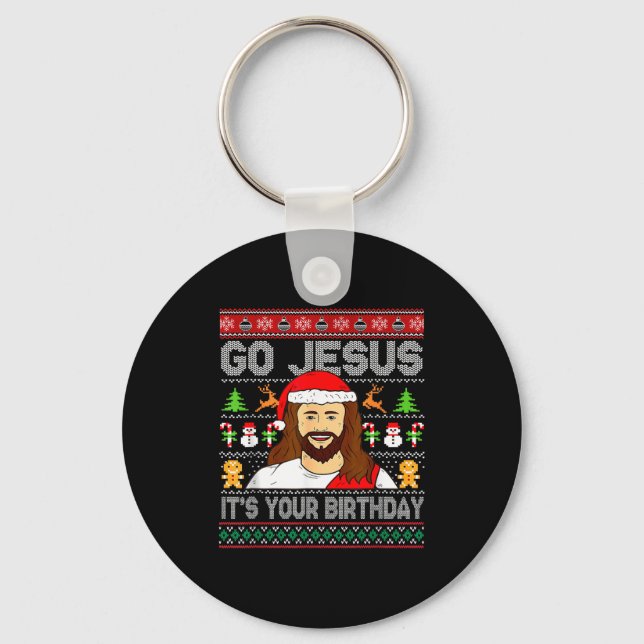 Porte-clés Go Jesus It's Your Birthday Ugly Christmas Sweater (Recto)