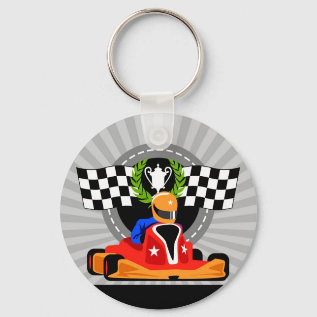 Porte-clés Go Kart button Key ring birthday favor gift (Recto)