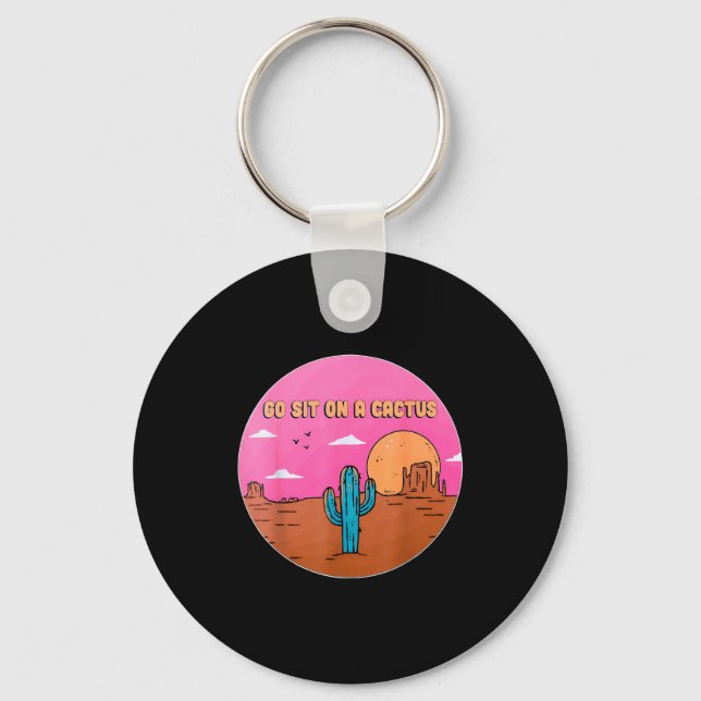 Porte-clés Go Sit On A Cactus Succulent Plant Gardening Desig (Recto)