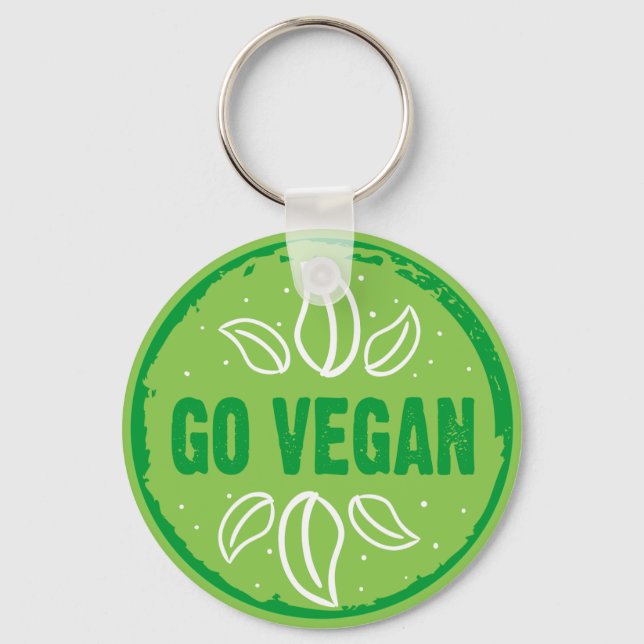 Porte-clés Go Vegan, végétalien, végétarien, (Recto)