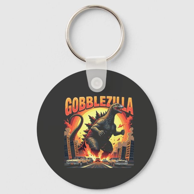 Porte-clés Gobblezilla Éffrayant Turquie Thanksgiving Gobble (Recto)