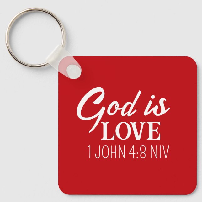 Porte-clés God is Love Bible Verse Christian Faith Red (Recto)
