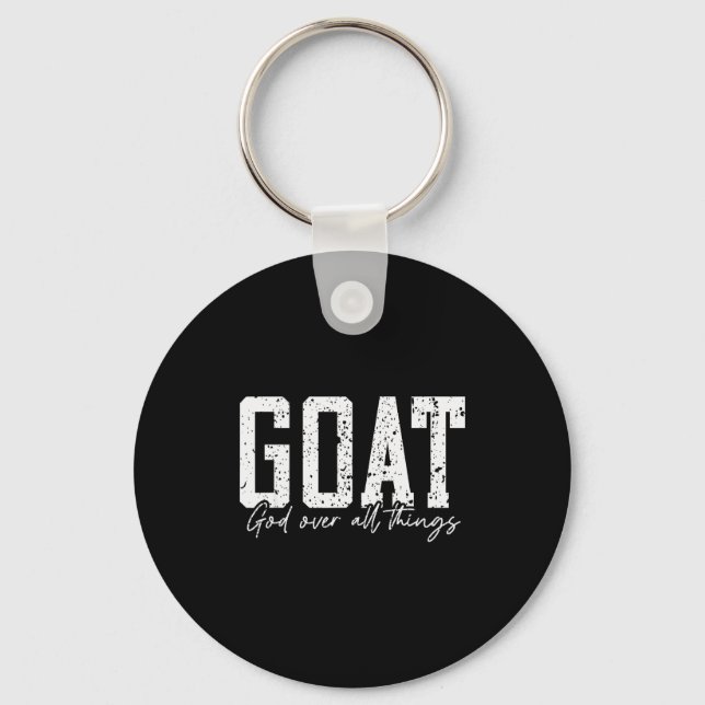 Porte-clés God Over All Things Jesus Goat Cool Inspirational  (Recto)