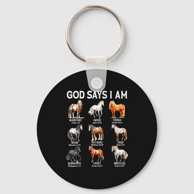Porte-clés God Says I Am Horse Christian Girl Teen Boy Bible  (Recto)