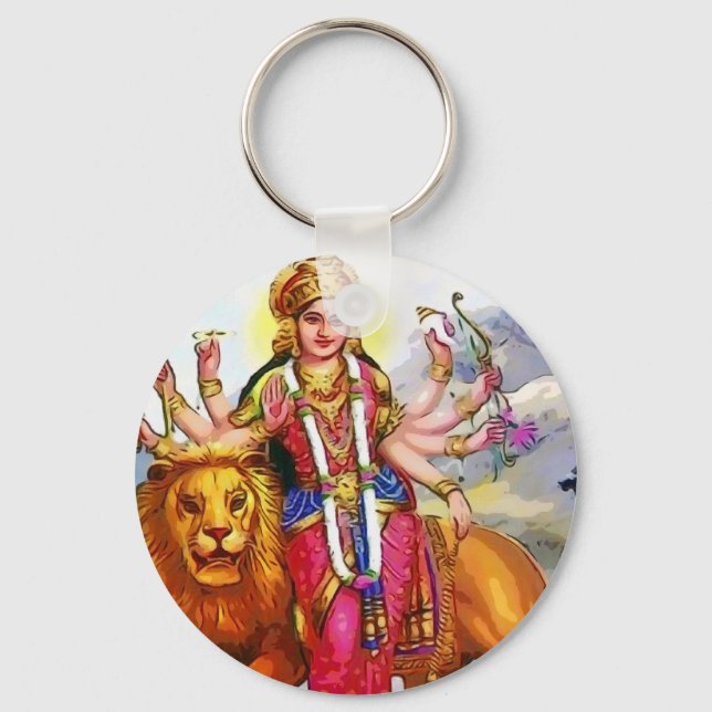 Porte-clés Goddess Durga with Lion Painting (Recto)