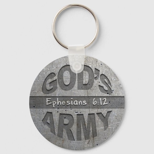 Porte-clés God's Army - Ephesians 6:12 Bible Verse Metal Gray (Recto)