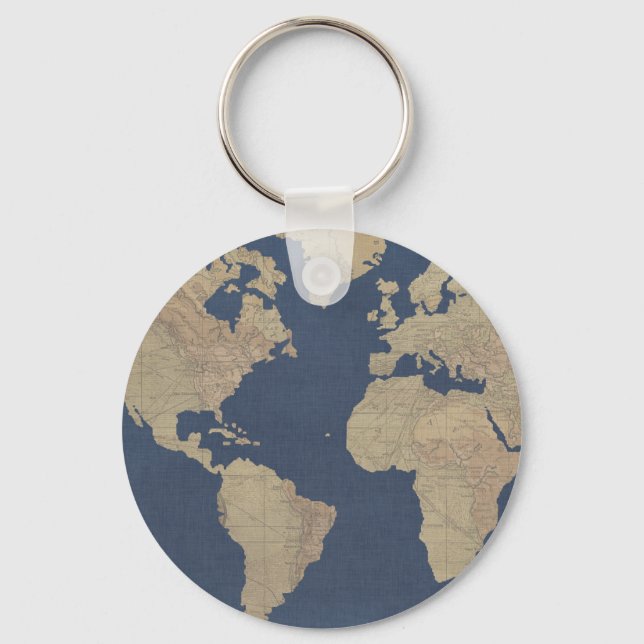 Porte-clés Gold and Blue World Map (Recto)