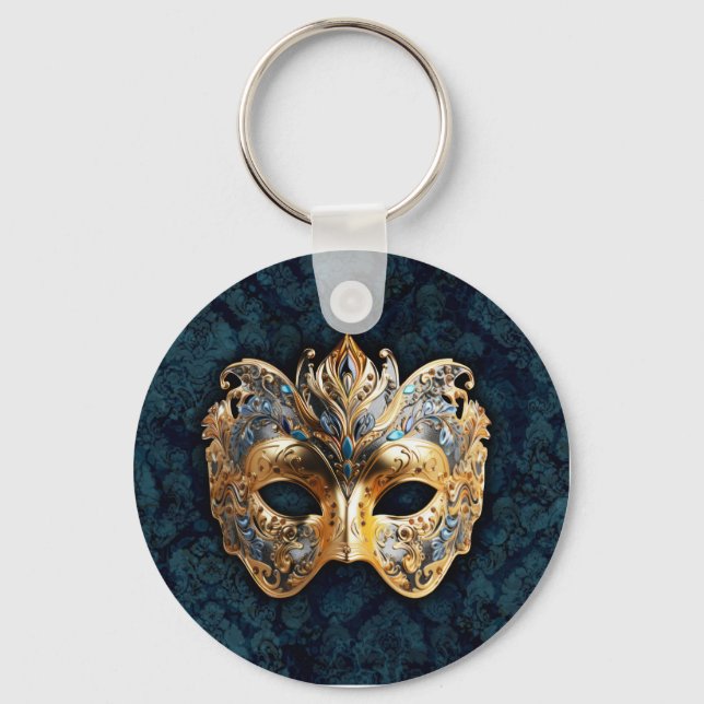 Porte-clés Gold and Silver Ornate Masquerade Mask (Recto)