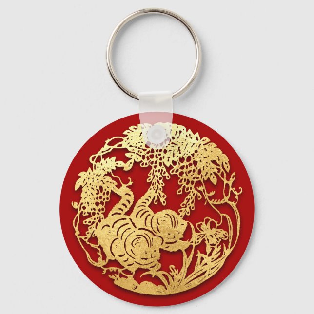 Porte-clés Gold Chine papier découpé Tiger Année Choisir la c (Recto)