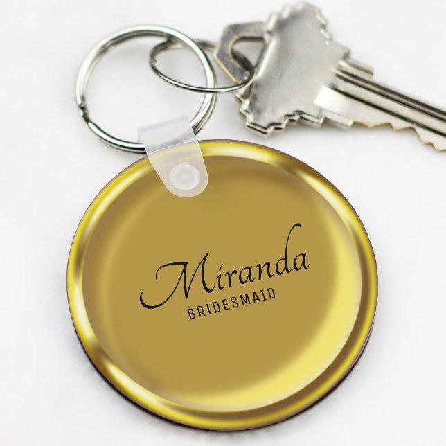 Porte-clés Gold Coin Élégant Luxe Mariage de femme de chambre (Gold Coin Elegant Luxury Bridesmaid Wedding Favor Keychain
)