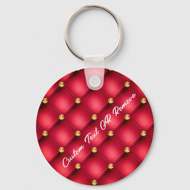 Porte-clés Gold Diamond Tufted Red Leather Texte Porte - clé  (Recto)