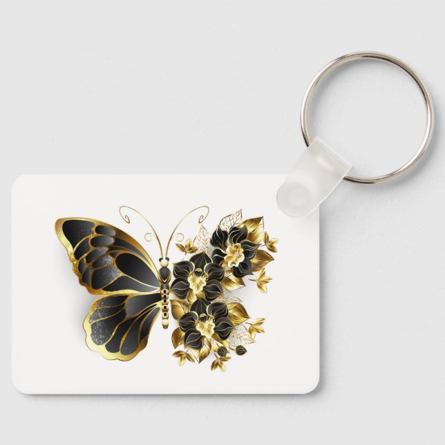 Porte-clés Gold flower Butterfly with Black Orchid (Recto)