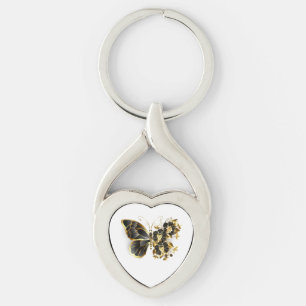 Porte-clés Gold flower Butterfly with Black Orchid
