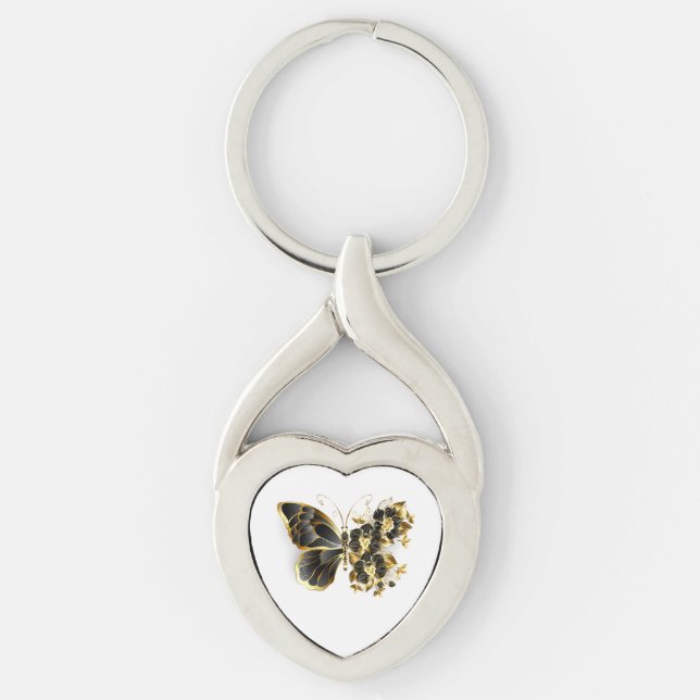 Porte-clés Gold flower Butterfly with Black Orchid (Devant)