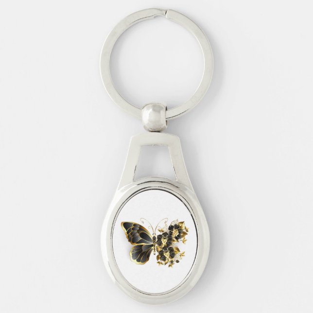 Porte-clés Gold flower Butterfly with Black Orchid (Devant)