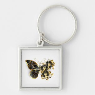 Porte-clés Gold flower Butterfly with Black Orchid